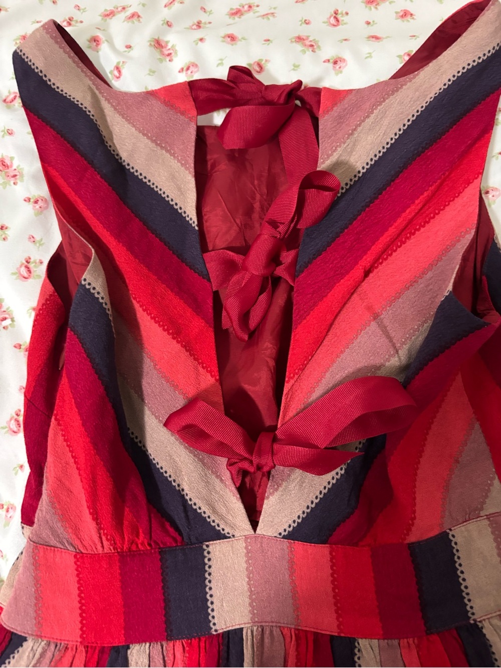 Cooperative Girls Red, Pink and Navy Striped Sleeveless Dress - Picture 3 of 4